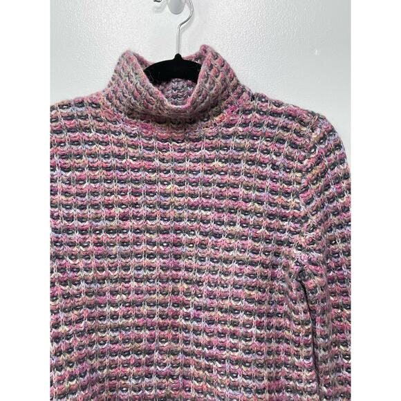 Sigrid Olsen Turtleneck Knit Sweater XS Pink Long Sleeve Waffle Pattern Fuzzy - Picture 2 of 9